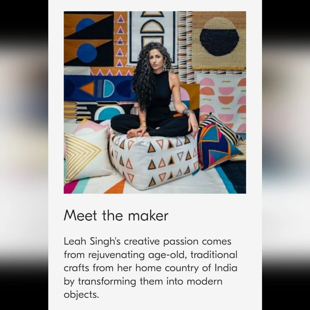NWT West Elm x Leah Singh Geometric Gold Wool Tribeca Rectangle Pillow Cover